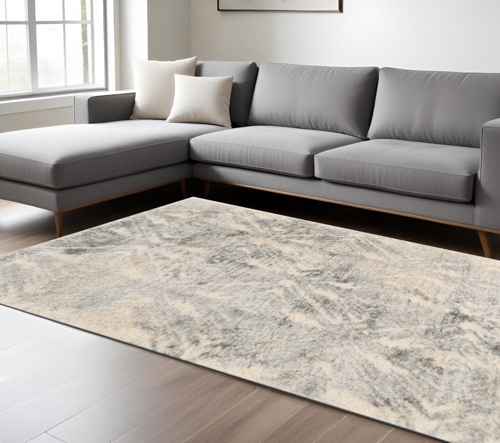 4' X 6' Gray And Ivory Diamond Area Rug