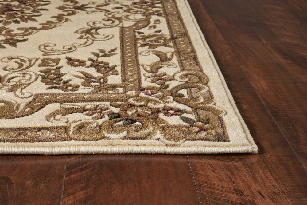 8' X 11' Beige And Brown Floral Medallion Area Rug