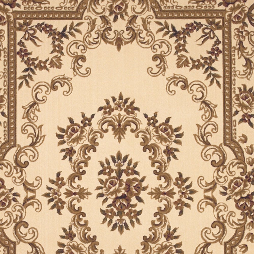 8' X 11' Beige And Brown Floral Medallion Area Rug
