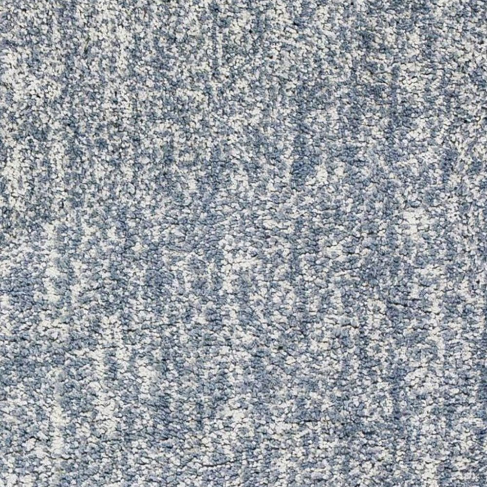 5' X 7' Slate Blue And Ivory Abstract Shag Hand Woven Area Rug