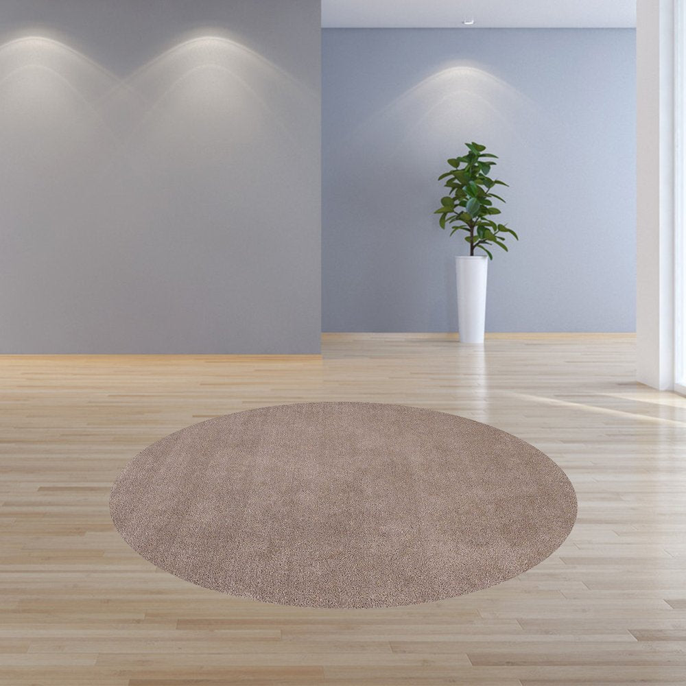 8' Beige Hand Woven Round Rug