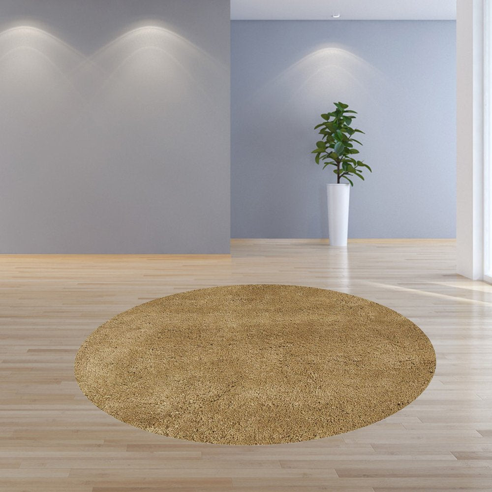 8' Gold Hand Woven Round Rug