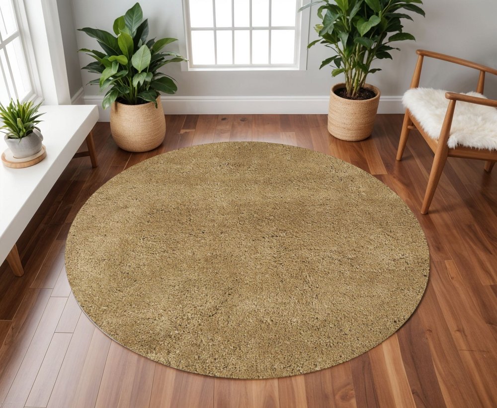 8' Gold Hand Woven Round Rug