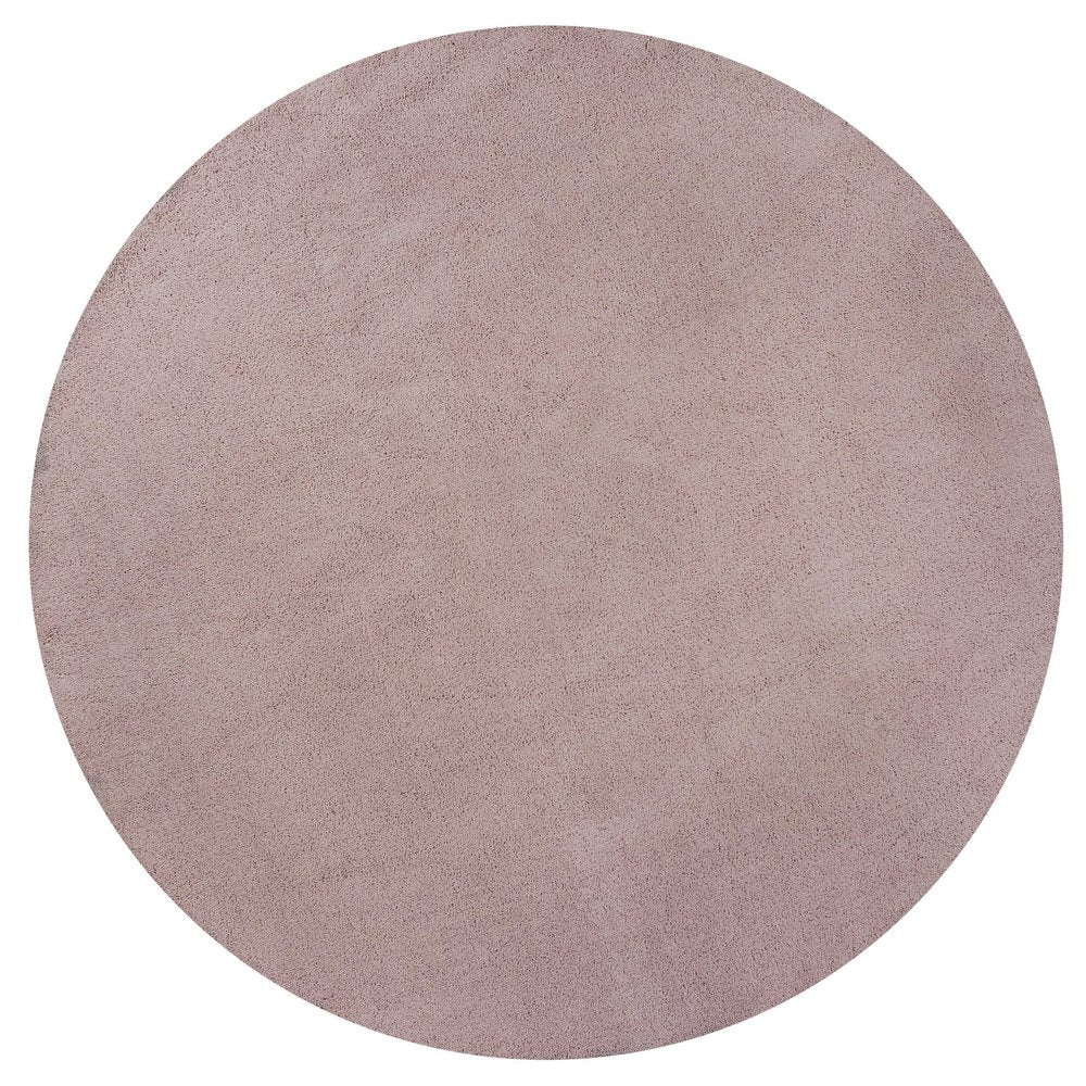 6' Pink Shag Hand Woven Round Rug