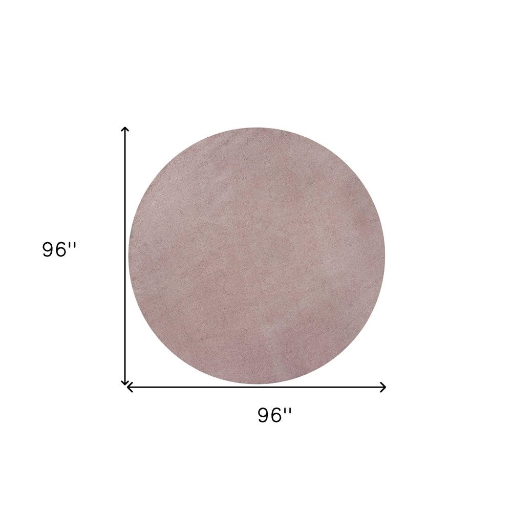 6' Pink Shag Hand Woven Round Rug