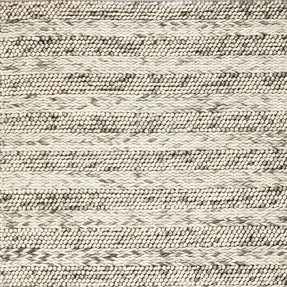 5' X 7' Gray And Ivory Wool Striped Hand Woven Area Rug