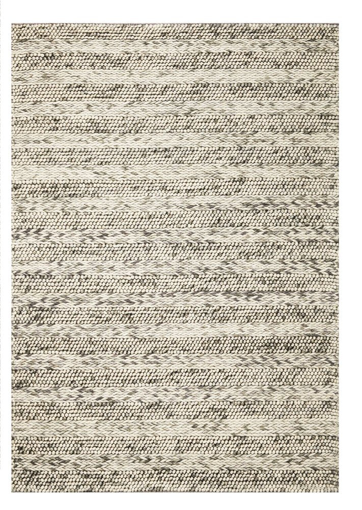 5' X 7' Gray And Ivory Wool Striped Hand Woven Area Rug