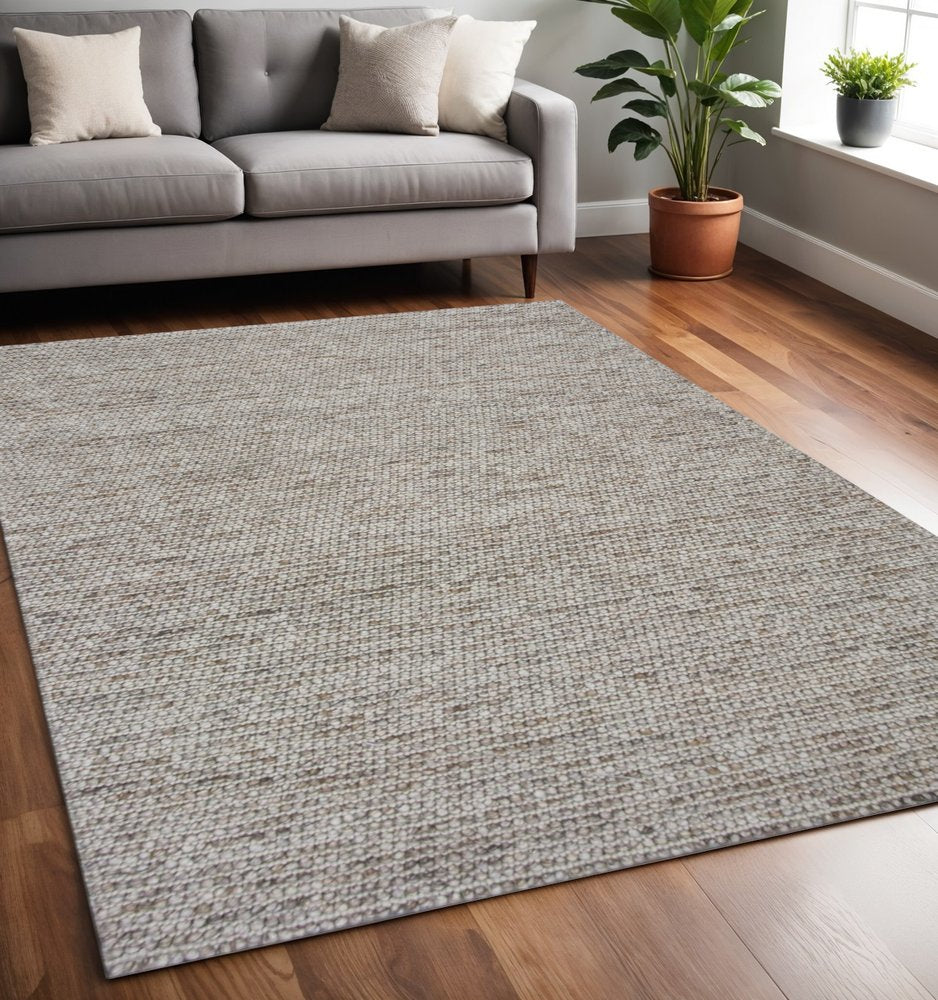7' X 9' Natural Wool Hand Woven Area Rug