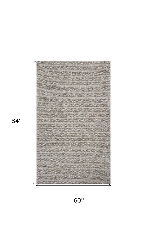7' X 9' Natural Wool Hand Woven Area Rug