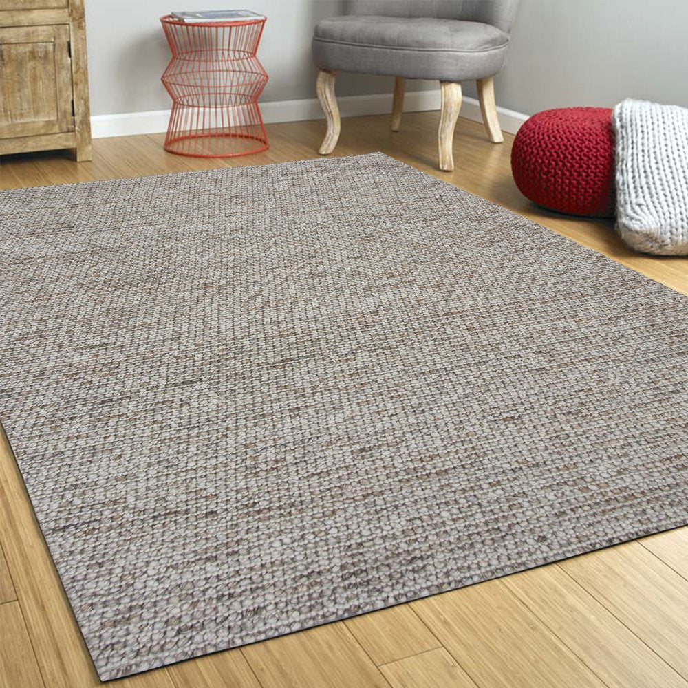 7' X 9' Natural Wool Hand Woven Area Rug