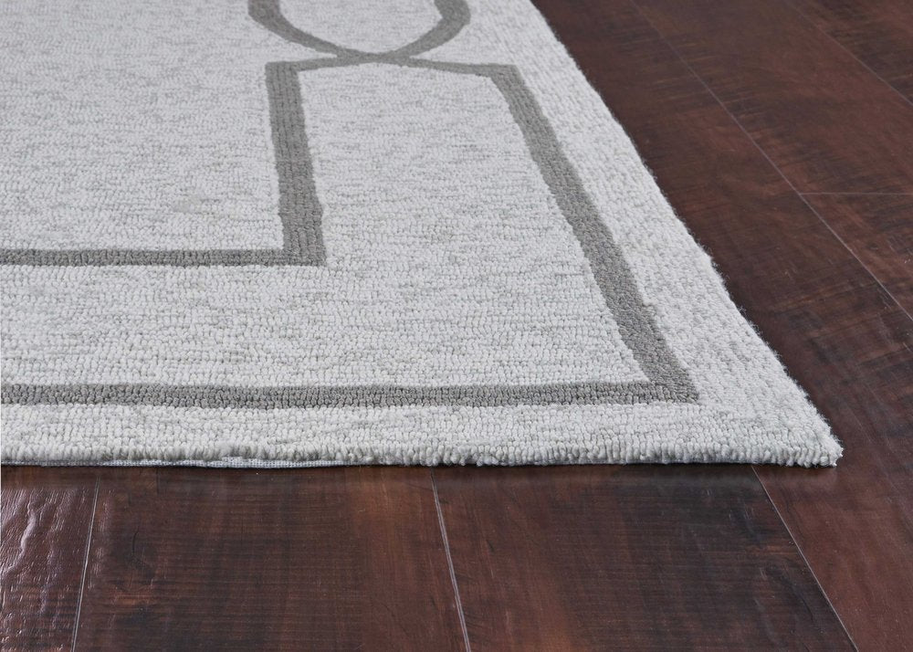 7' X 7' Oatmeal Ivory Geometric Hand Hooked Area Rug