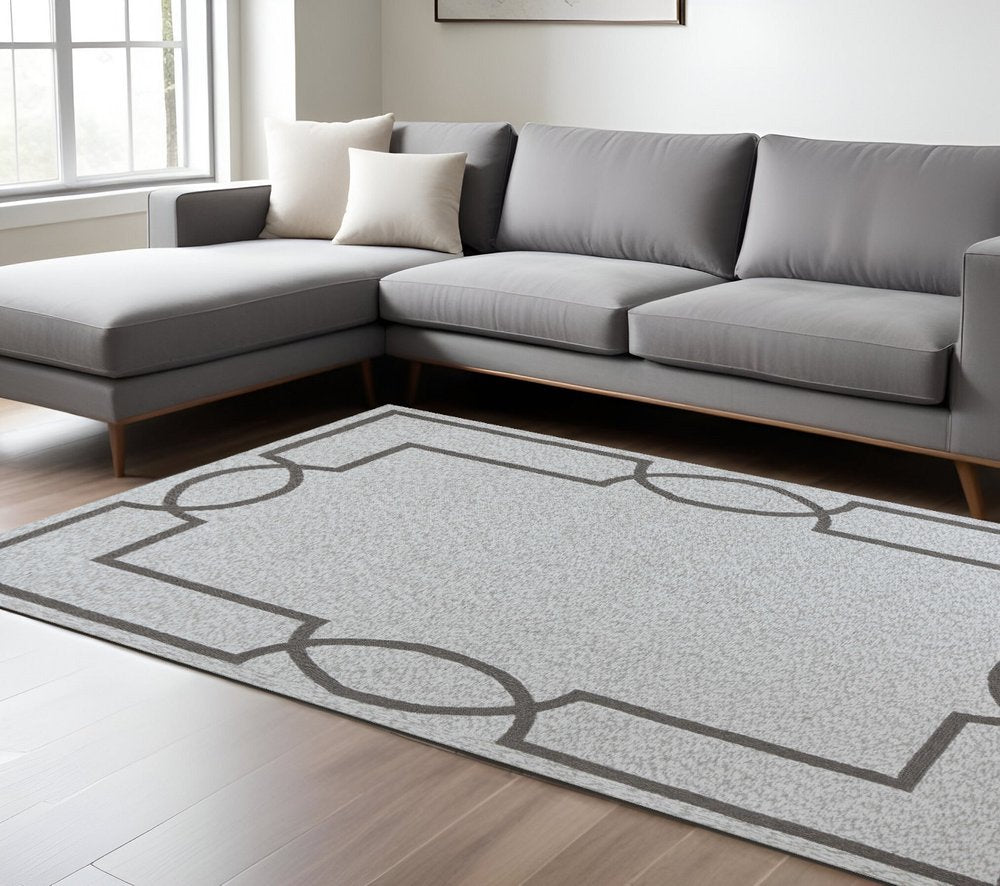 7' X 7' Oatmeal Ivory Geometric Hand Hooked Area Rug