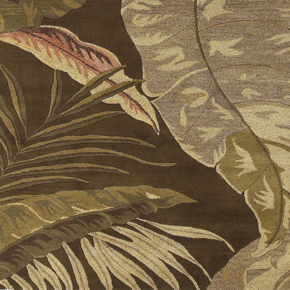 3' X 5' Brown And Beige Wool Botanical Leaves Hand Tufted Area Rug