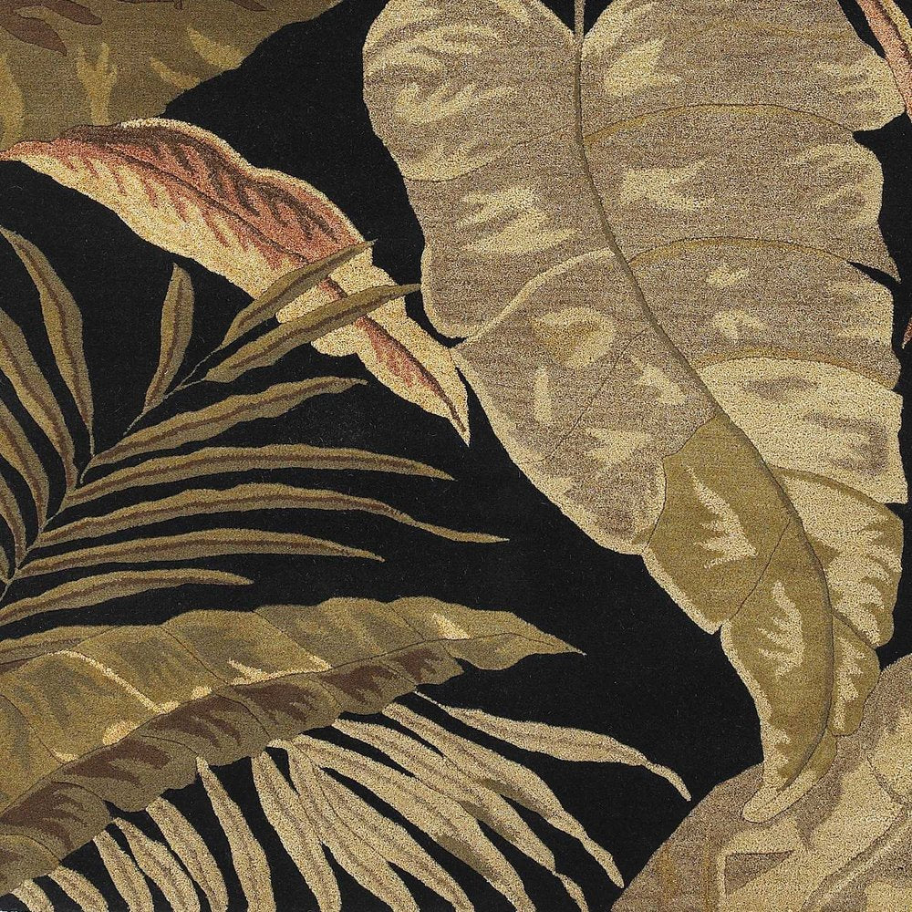 3' X 5' Black Beige And Brown Wool Botanical Leaves Hand Tufted Area Rug