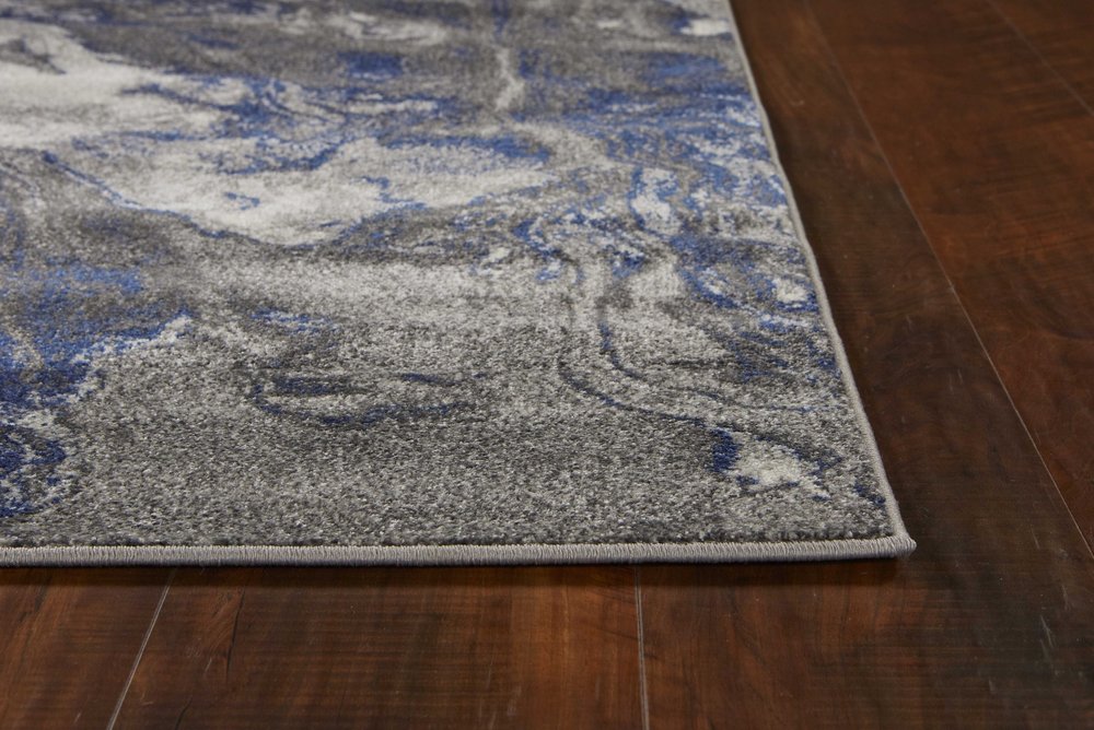 10' X 13' Blue And Gray Abstract Area Rug
