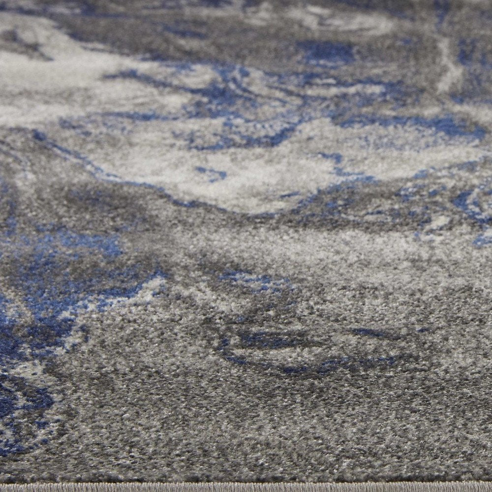 10' X 13' Blue And Gray Abstract Area Rug