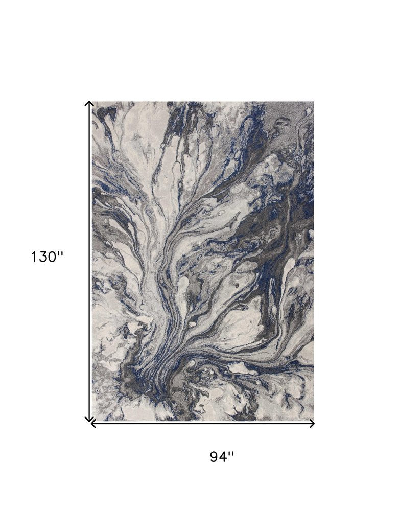 10' X 13' Blue And Gray Abstract Area Rug