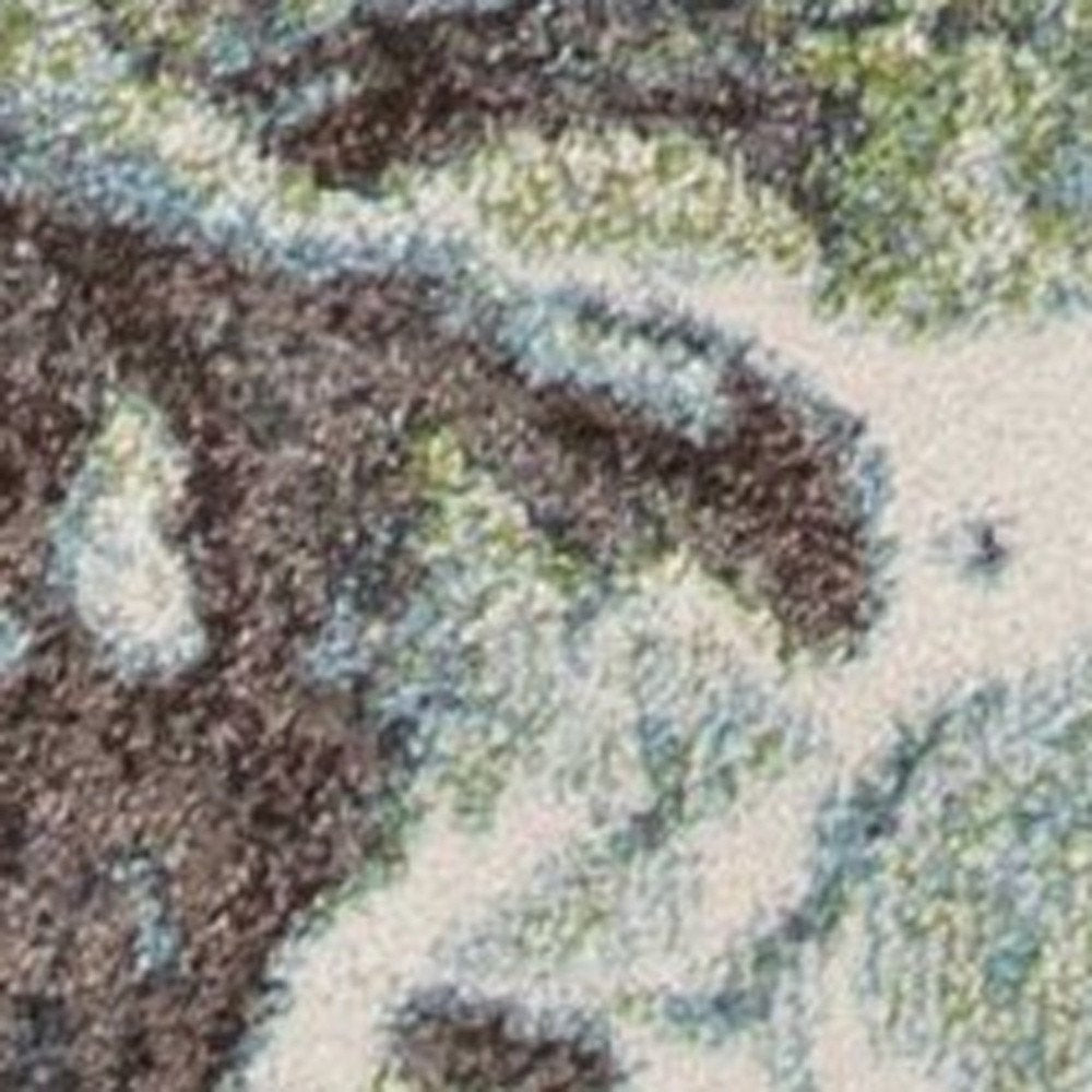 7' X 10' Green And Brown Abstract Area Rug