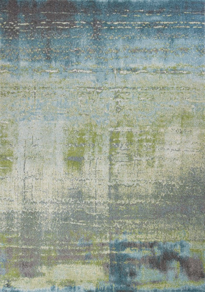 9' X 13' Blue And Green Abstract Area Rug