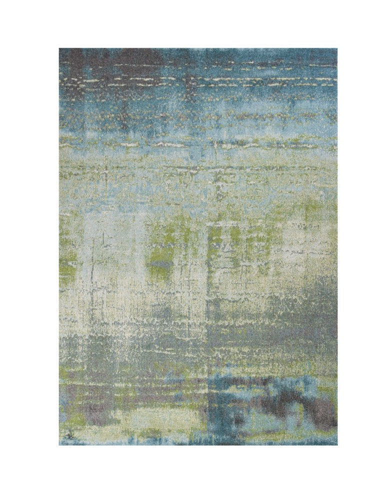 9' X 13' Blue And Green Abstract Area Rug