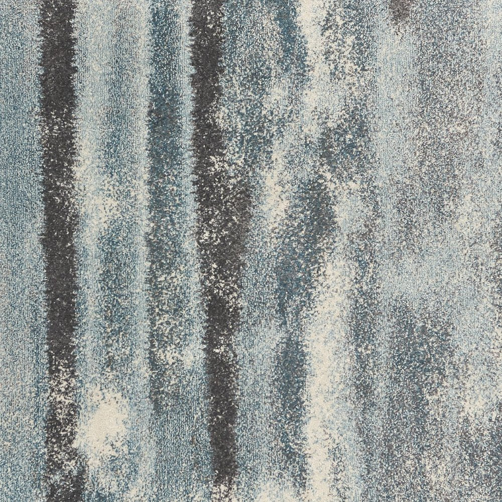 9' X 13' Teal Blue And White Abstract Area Rug