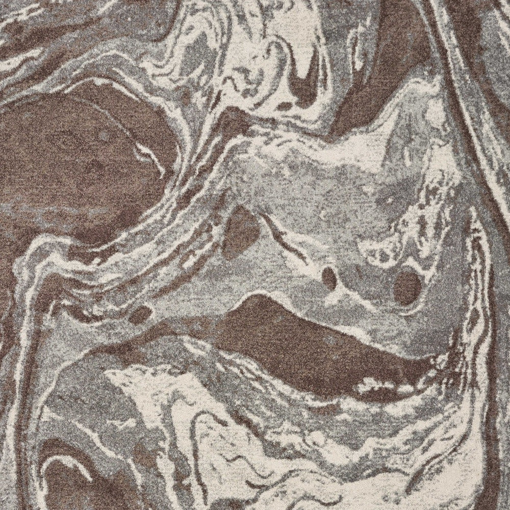7' X 10' Brown And Ivory Abstract Area Rug