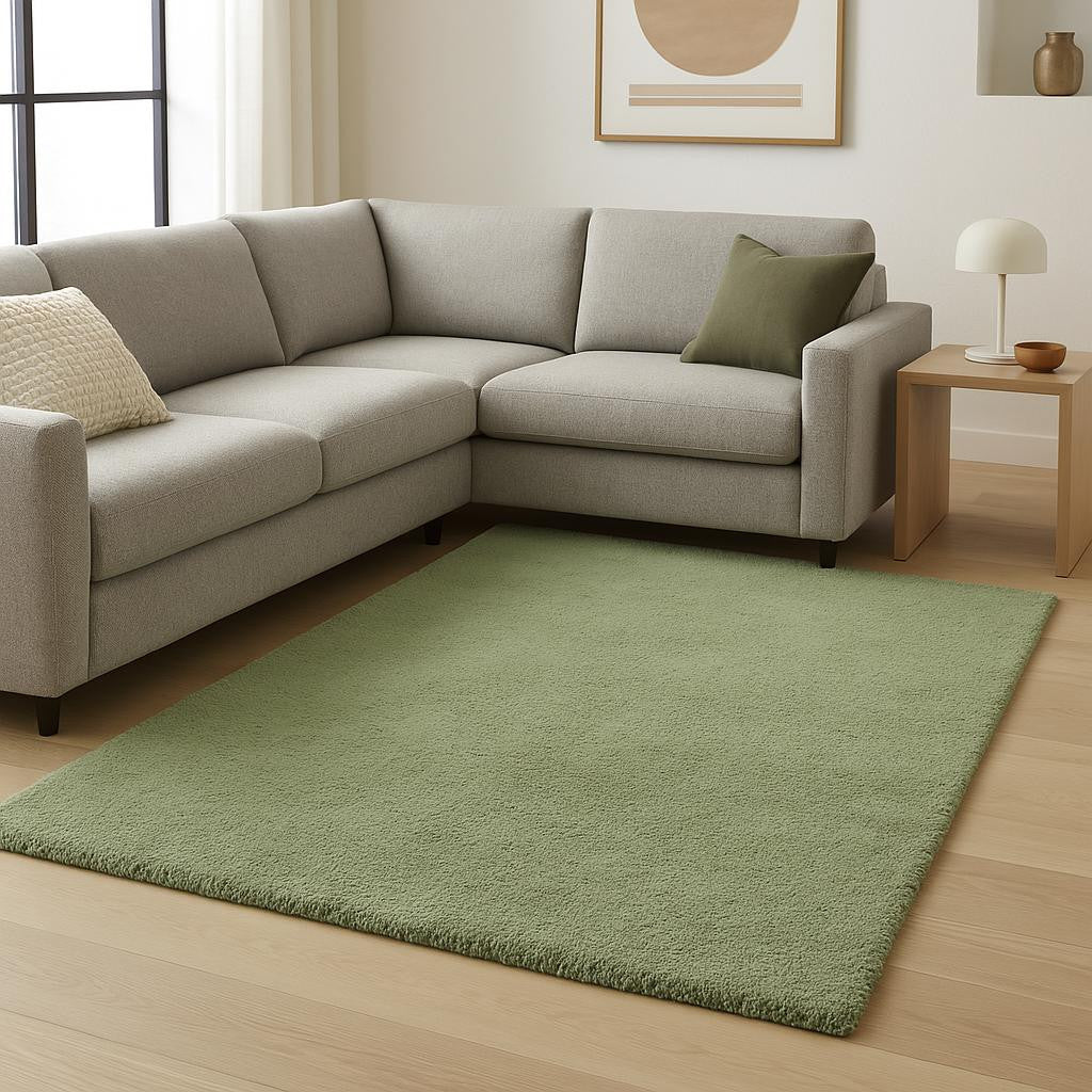 7' Green Hand Woven Runner Rug