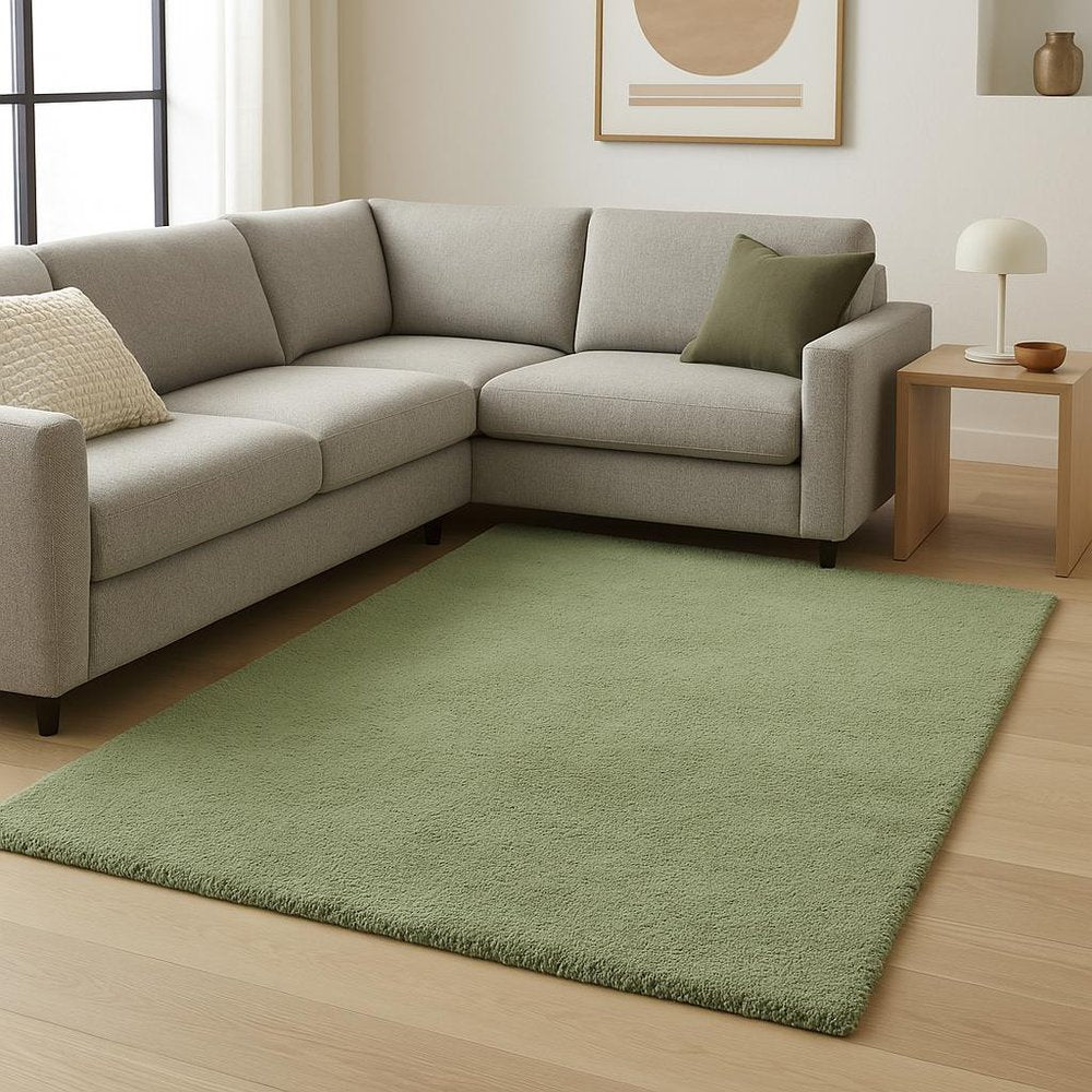 7' Green Hand Woven Runner Rug