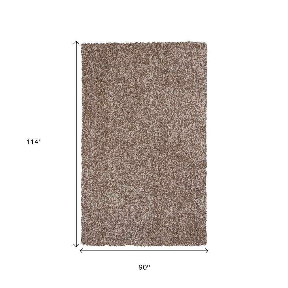 5' X 7' Beige And Brown Abstract Shag Hand Woven Area Rug