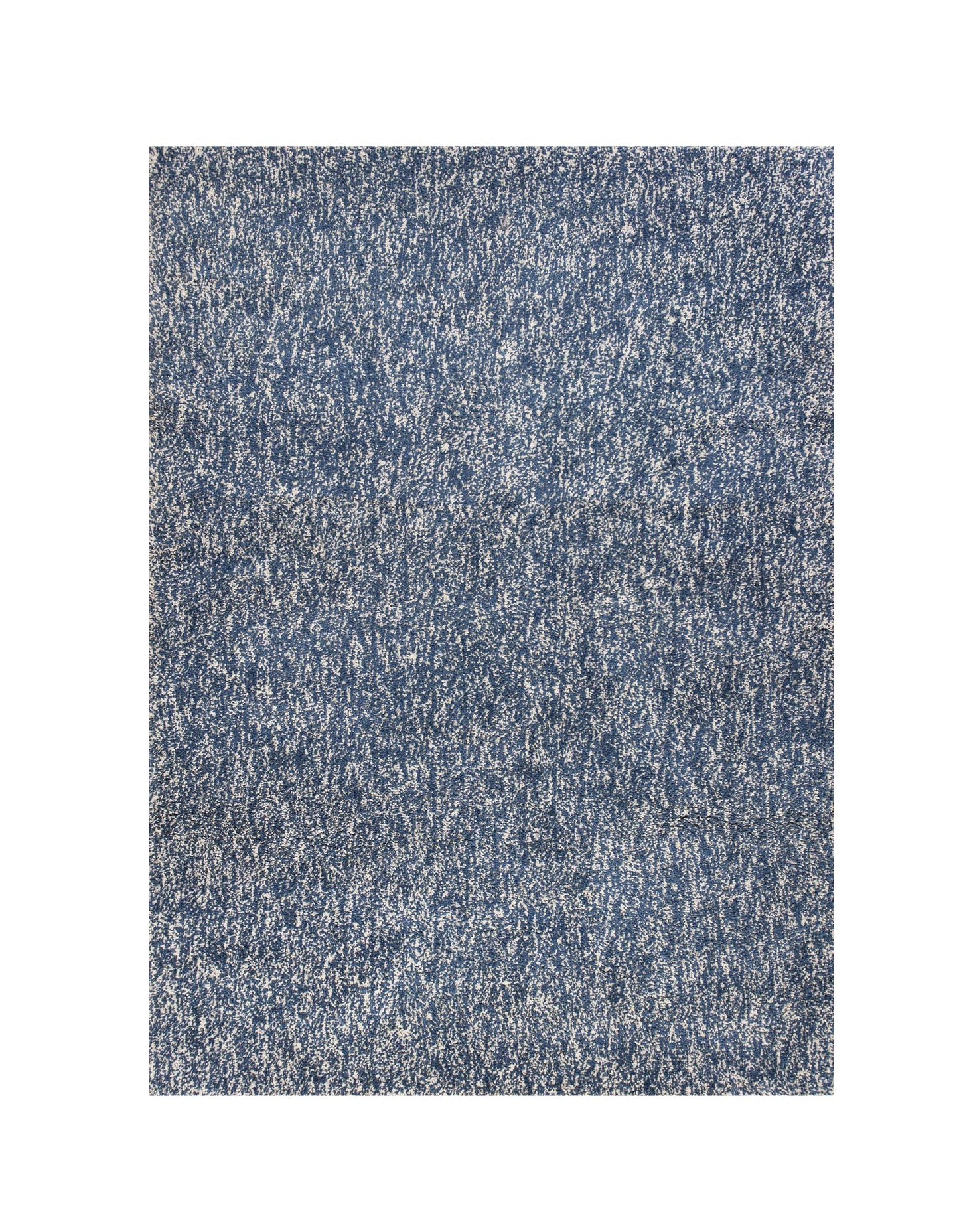 8' X 11' Indigo And Ivory Abstract Shag Hand Woven Area Rug
