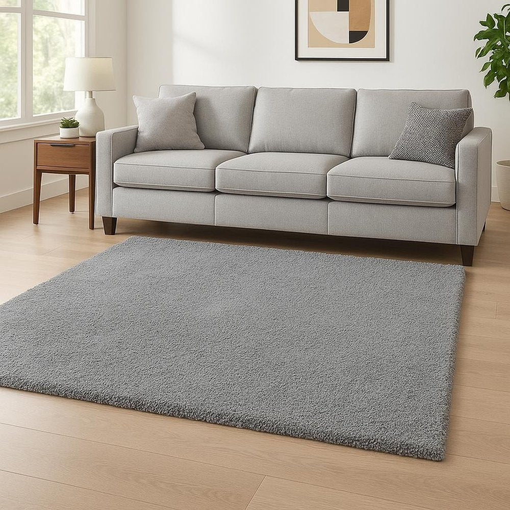 9' X 13' Gray Shag Hand Woven Area Rug