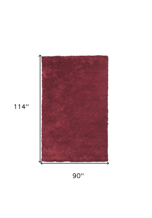 8' X 10' Red Shag Hand Woven Area Rug