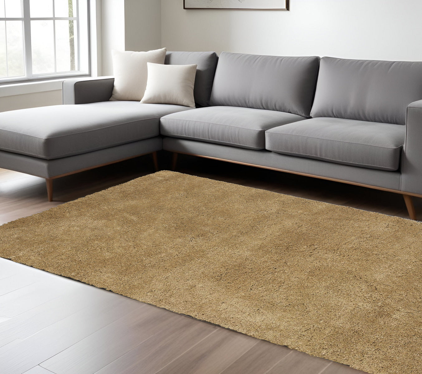 8' Gold Hand Woven Round Rug