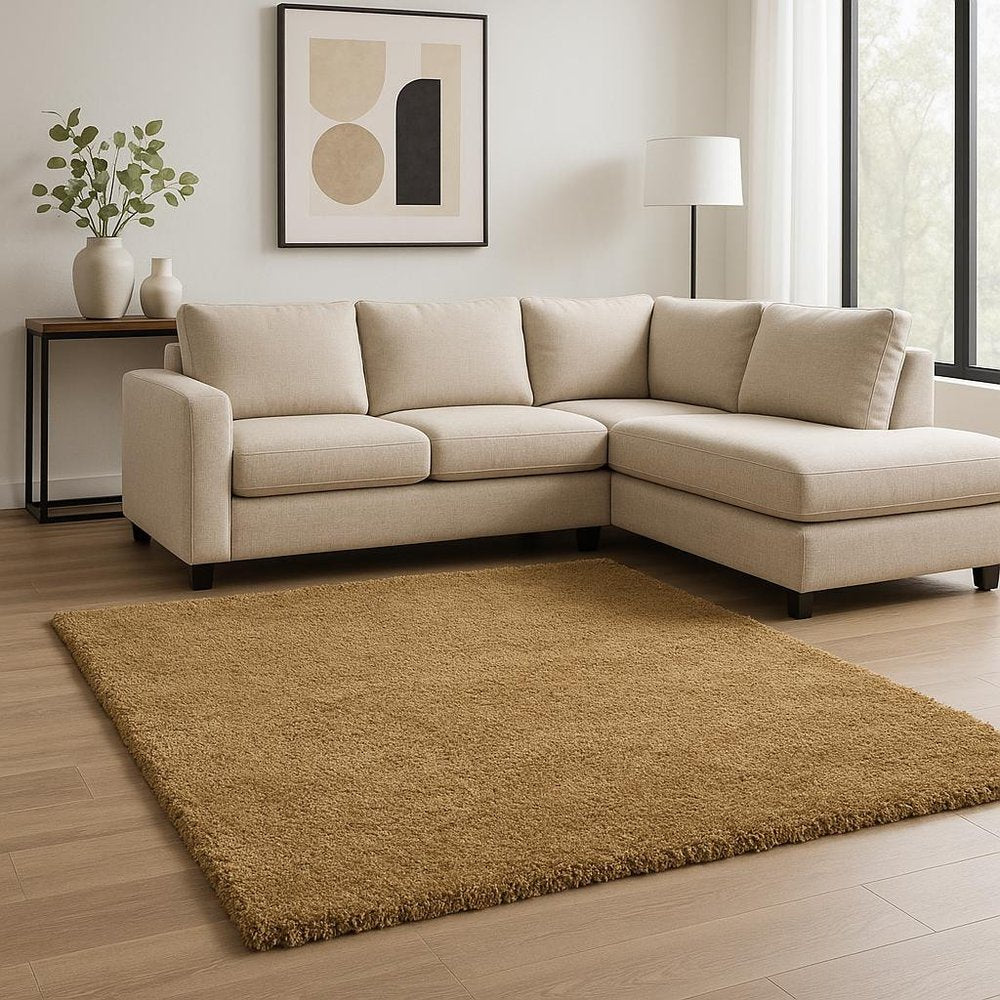 8' Gold Hand Woven Round Rug