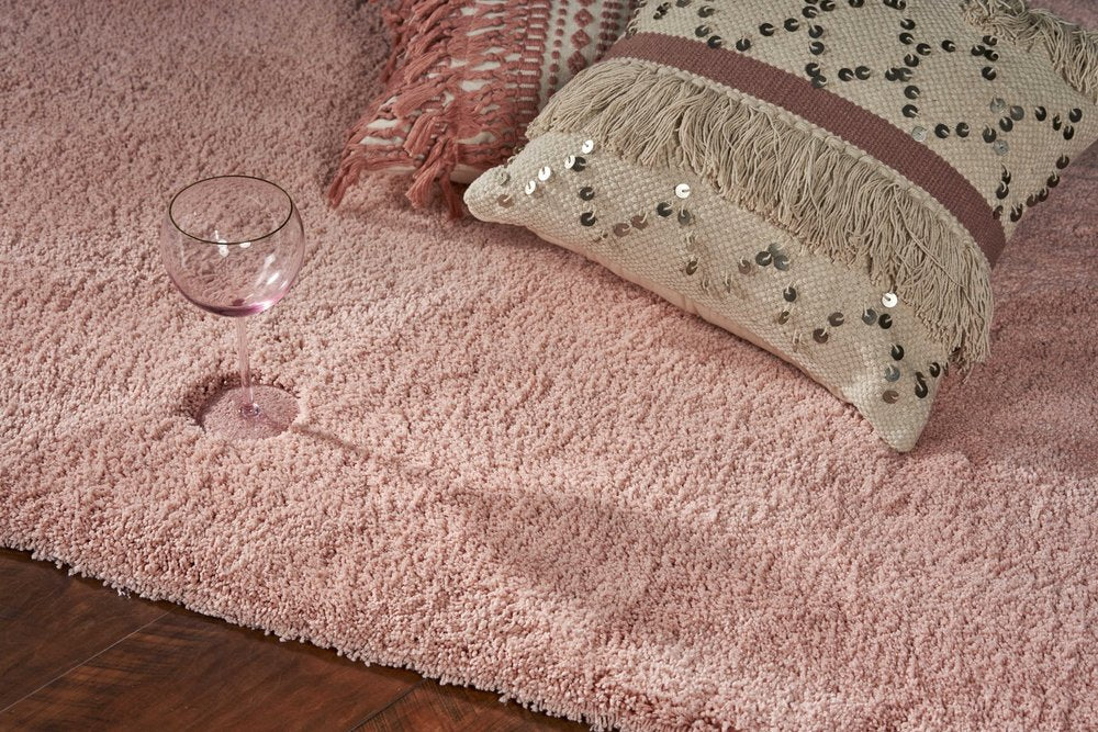 6' Pink Shag Hand Woven Round Rug
