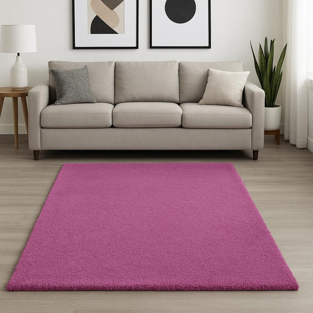 5' X 7' Hot Pink Shag Hand Woven Area Rug