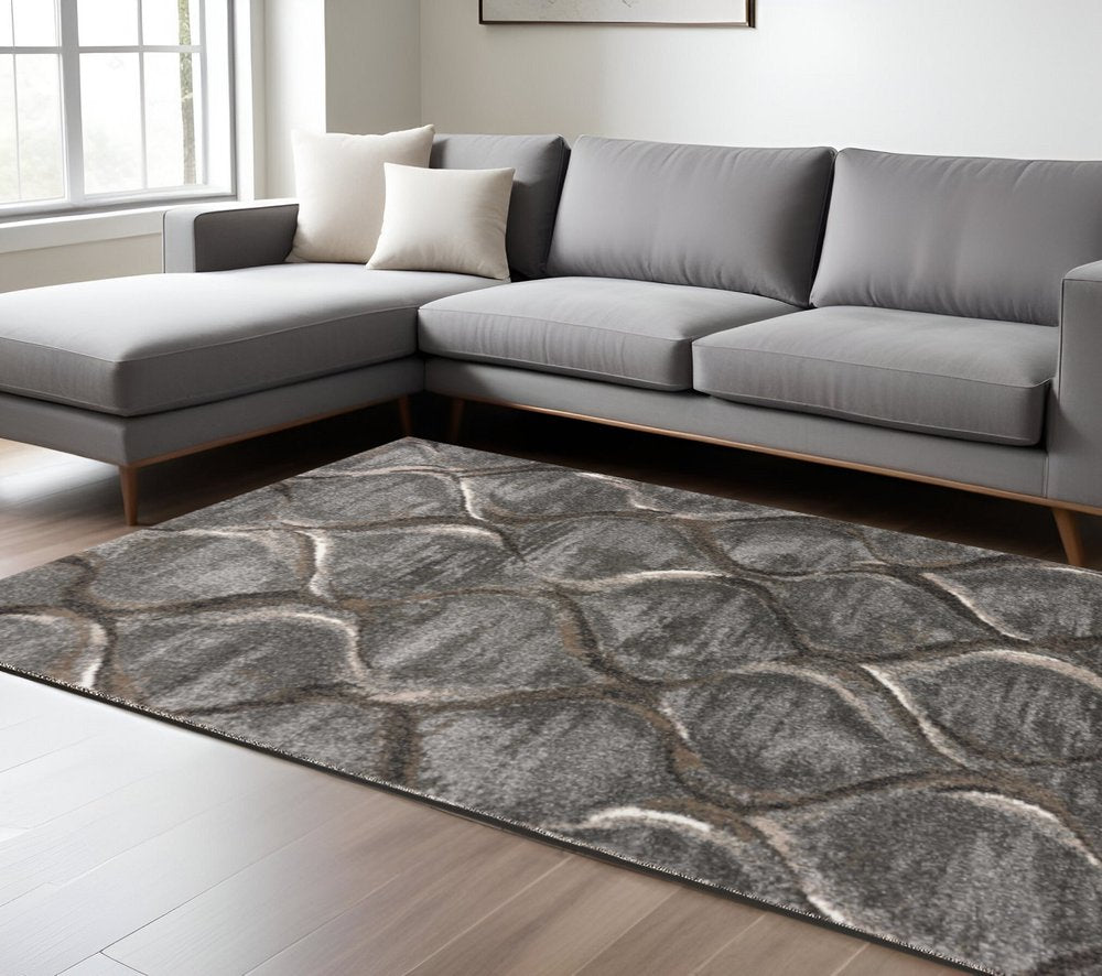 5' X 8' Charcoal And Light Gray Ogee Area Rug