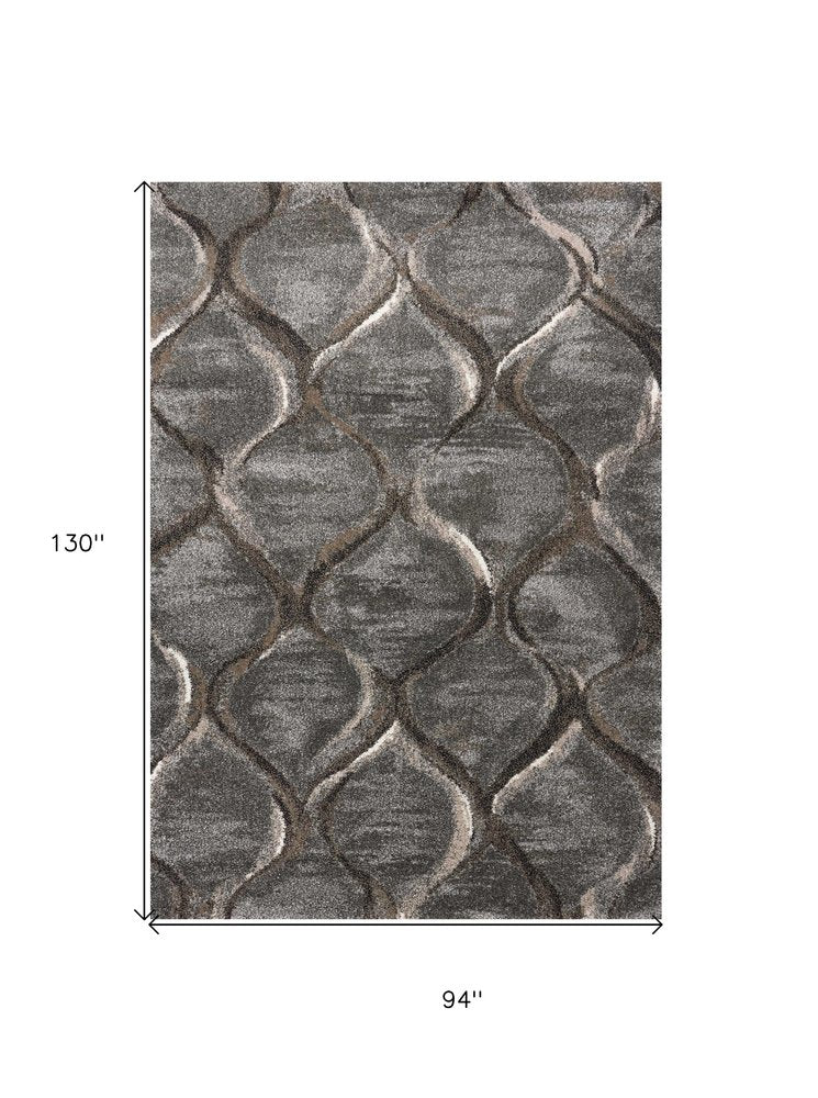 5' X 8' Charcoal And Light Gray Ogee Area Rug