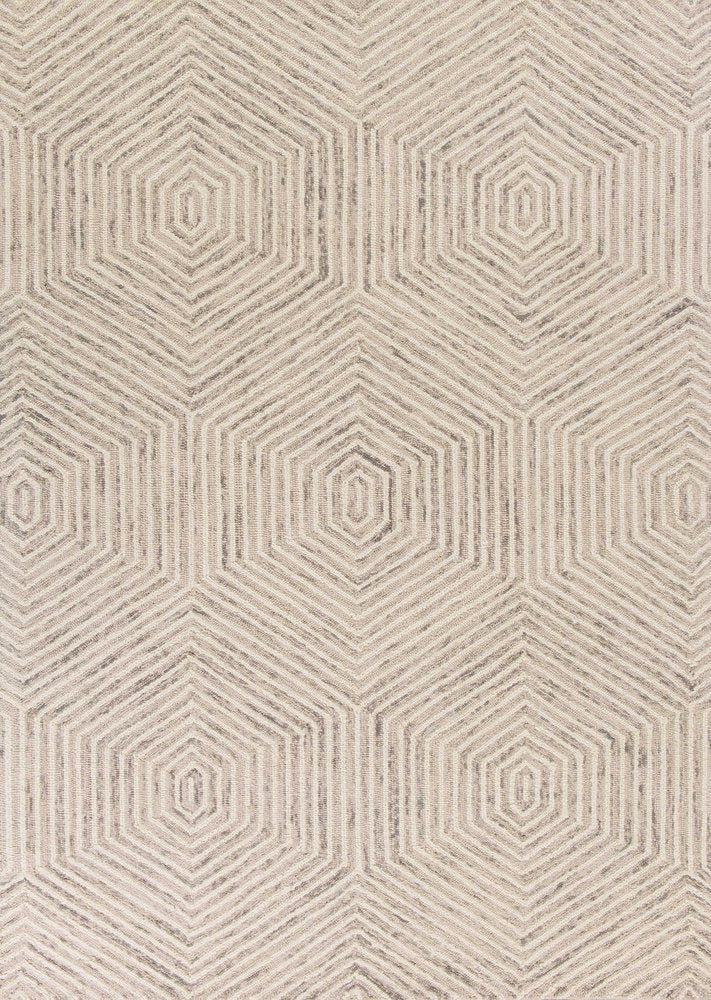 2' X 4' Sand And Beige Wool Geometric Hand Tufted Area Rug