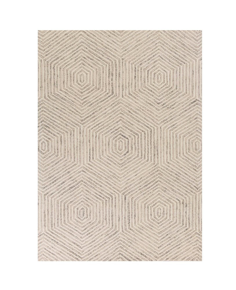 2' X 4' Sand And Beige Wool Geometric Hand Tufted Area Rug