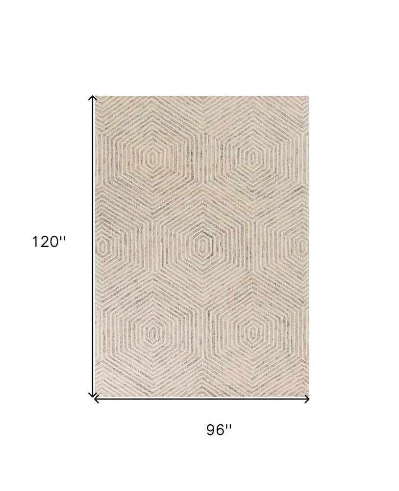 2' X 4' Sand And Beige Wool Geometric Hand Tufted Area Rug