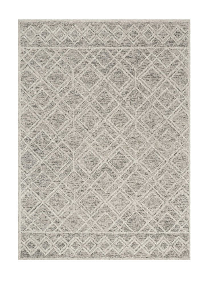 8' X 10' Sand Beige And Ivory Wool Geometric Hand Tufted Area Rug