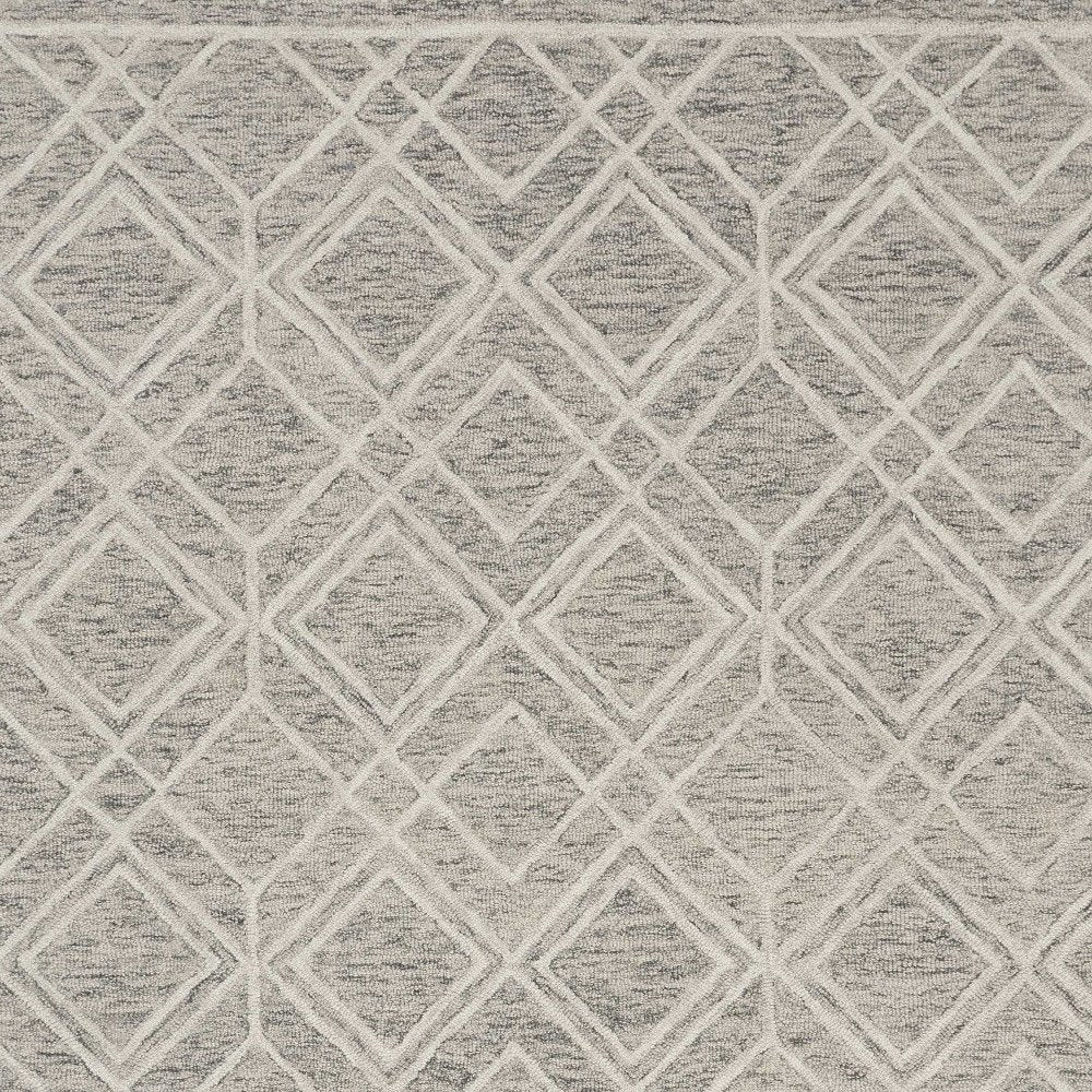 8' X 10' Sand Beige And Ivory Wool Geometric Hand Tufted Area Rug