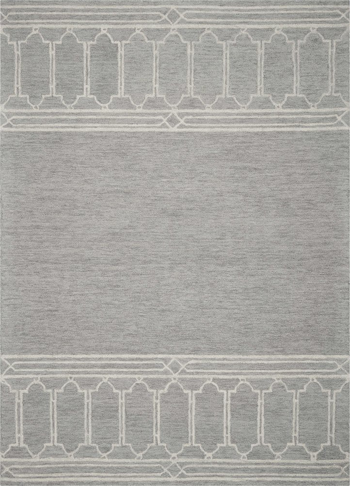 3' X 5' Gray And Ivory Wool Geometric Hand Tufted Area Rug