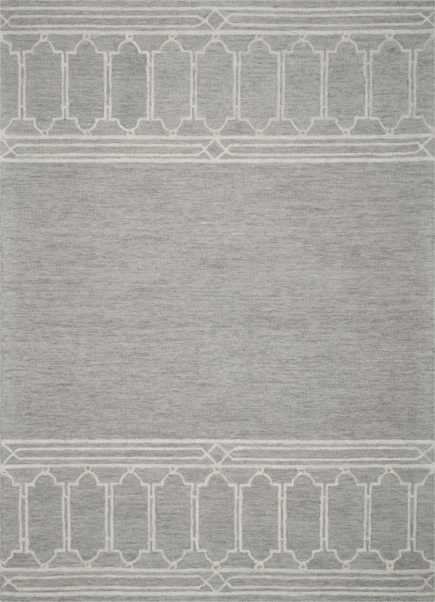 3' X 5' Gray And Ivory Wool Geometric Hand Tufted Area Rug