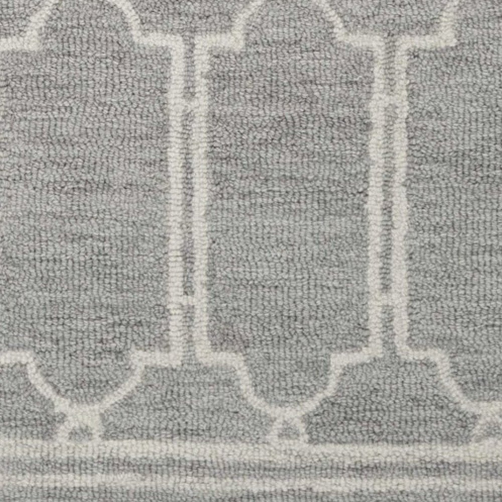 3' X 5' Gray And Ivory Wool Geometric Hand Tufted Area Rug