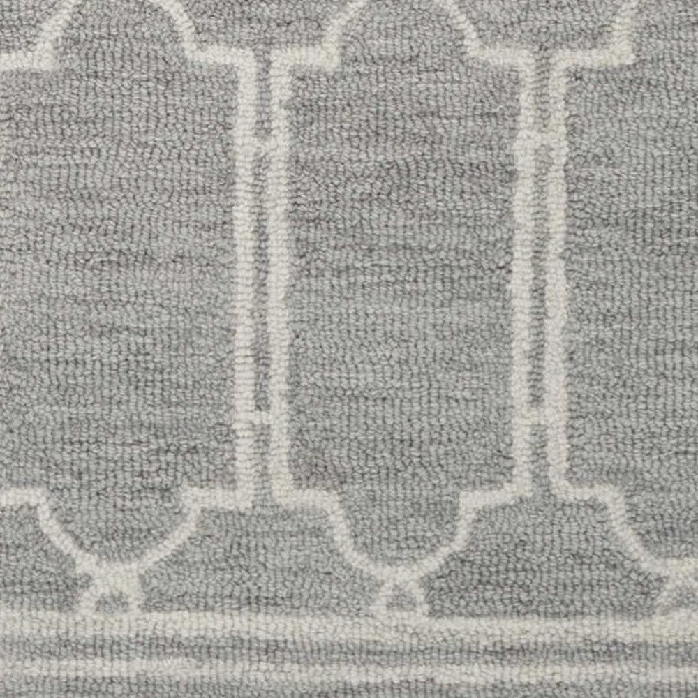 3' X 5' Gray And Ivory Wool Geometric Hand Tufted Area Rug