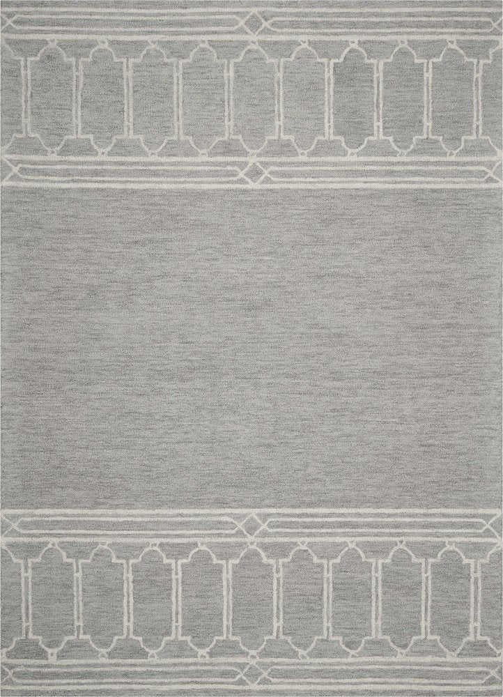 3' X 5' Gray And Ivory Wool Geometric Hand Tufted Area Rug