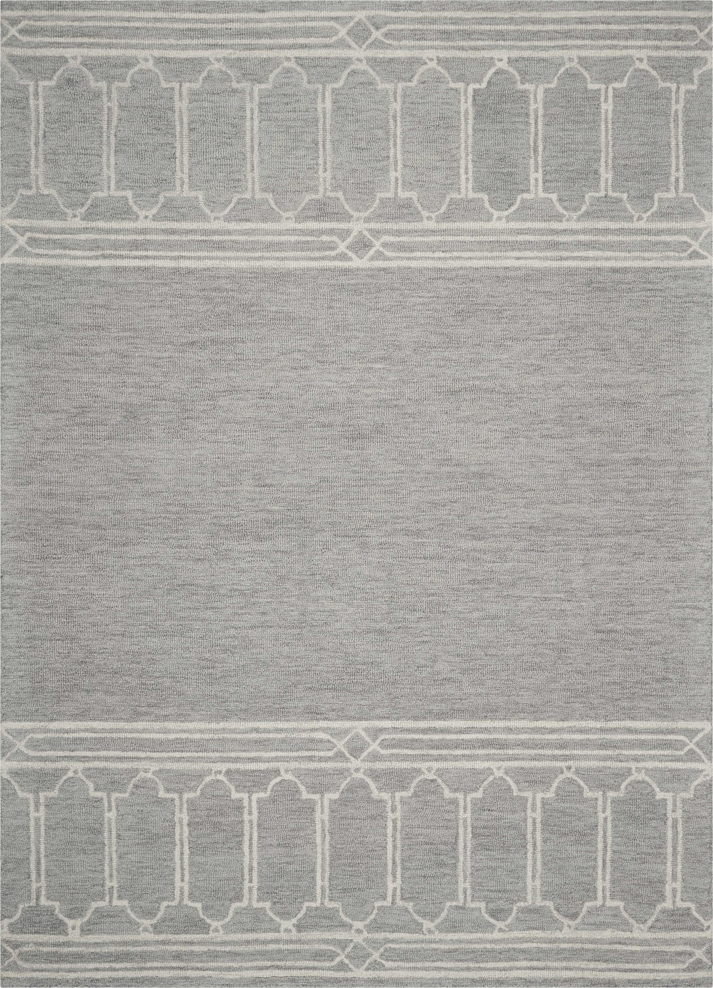 3' X 5' Gray And Ivory Wool Geometric Hand Tufted Area Rug