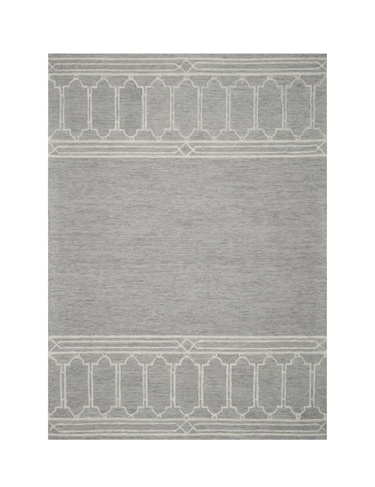 3' X 5' Gray And Ivory Wool Geometric Hand Tufted Area Rug